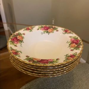 6 Royal Albert Old Country Roses 8" Rimmed Soup Bowls